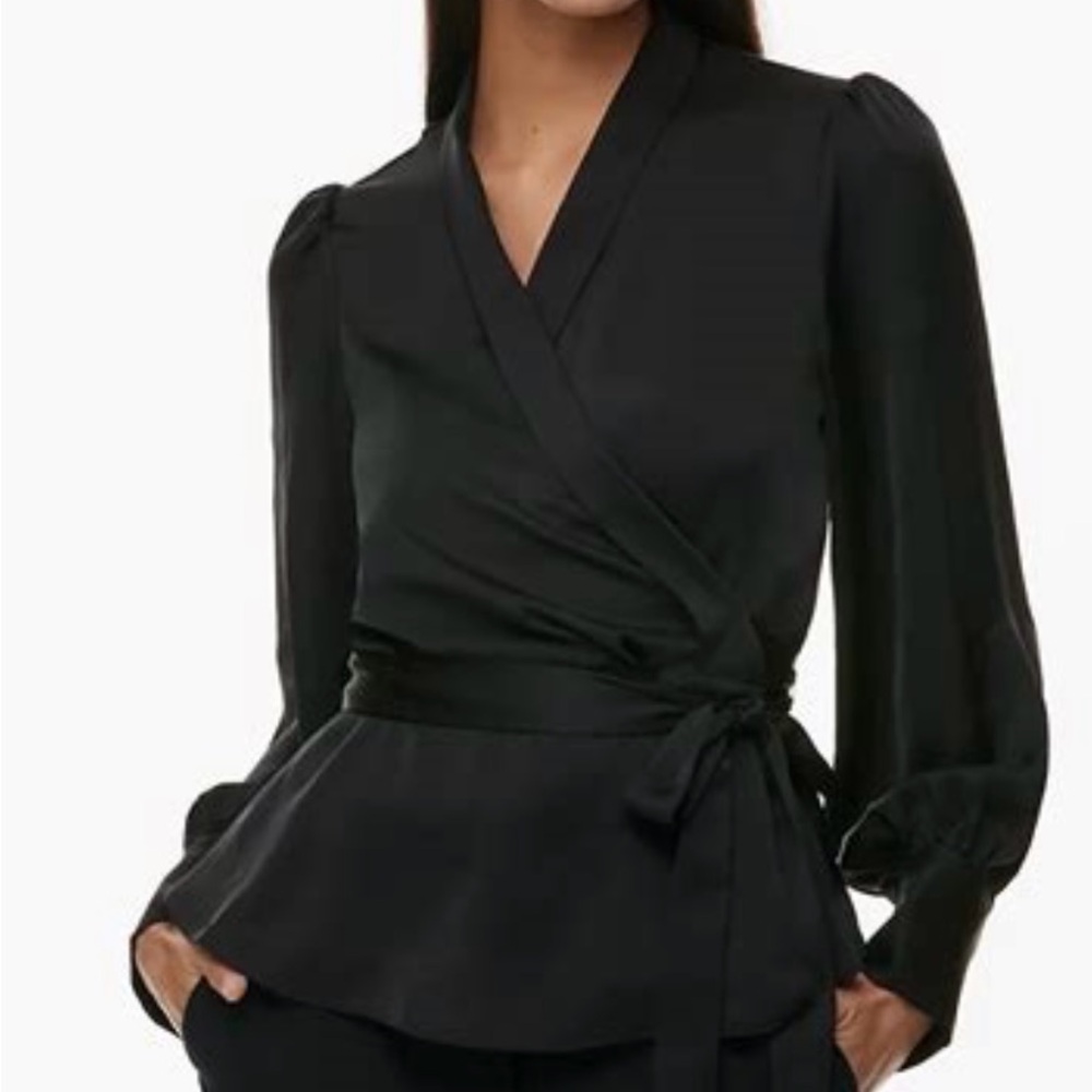 Aritzia Elegant Black Wrap Top